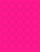 8-1/2" x 11" Pink Fluorescent 30 Labels per Sheet 1.5" Round