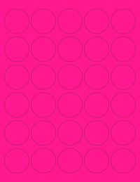 8-1/2" x 11" Pink Fluorescent 30 Labels per Sheet 1.5" Round