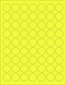 8-1/2" x 11" Yellow Fluorescent 63 Labels per Sheet 1" Round