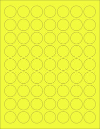 8-1/2" x 11" Yellow Fluorescent 63 Labels per Sheet 1" Round