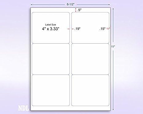 8-1/2" x 11" Red Fluorescent 6 Labels per Sheet 4 x 3-1/3"