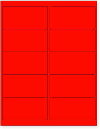 8-1/2" x 11" Red Fluorescent 10 Labels per Sheet 4 x 2