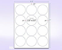 8-1/2" x 11" Blue Fluorescent 12 Labels per Sheet 2.5" Round