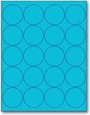 8-1/2" x 11" Blue Fluorescent 20 Labels per Sheet 2'' Round