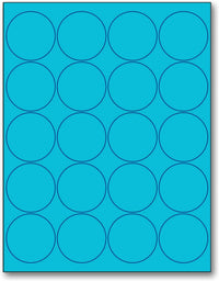 8-1/2" x 11" Blue Fluorescent 20 Labels per Sheet 2'' Round