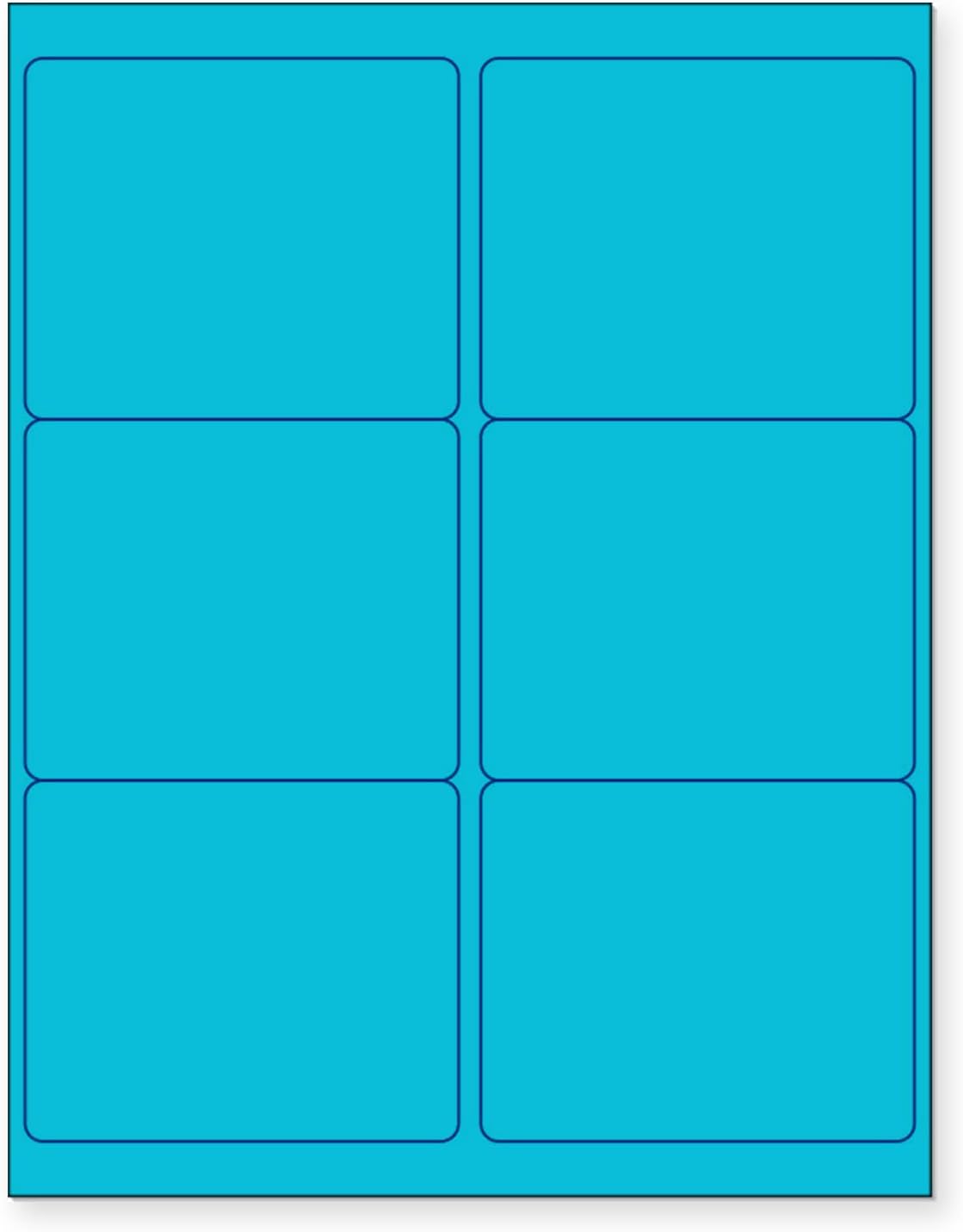 8-1/2" x 11" Blue Fluorescent 6 Labels per Sheet 4 x 3-1/3"