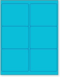 8-1/2" x 11" Blue Fluorescent 6 Labels per Sheet 4 x 3-1/3"