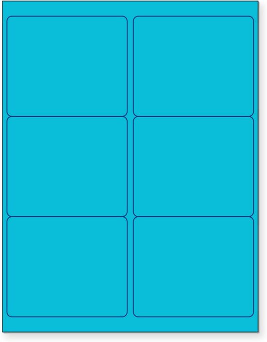 8-1/2" x 11" Blue Fluorescent 6 Labels per Sheet 4 x 3-1/3"