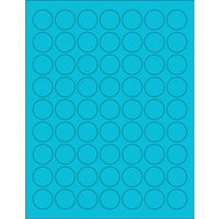 8-1/2" x 11" Blue Fluorescent 63 Labels per Sheet 1" Round