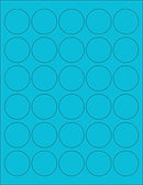 8-1/2" x 11" Blue Fluorescent 30 Labels per Sheet 1.5" Round