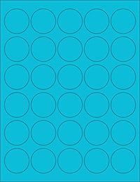 8-1/2" x 11" Blue Fluorescent 30 Labels per Sheet 1.5" Round
