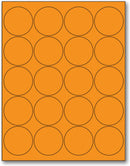 8-1/2" x 11" Orange Fluorescent 20 Labels per Sheet 2" Round
