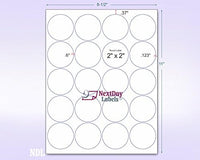 8-1/2" x 11" Orange Fluorescent 20 Labels per Sheet 2" Round