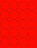 8-1/2" x 11" Red Fluorescent 20 Labels per Sheet 2" Round