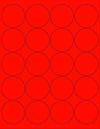 8-1/2" x 11" Red Fluorescent 20 Labels per Sheet 2" Round