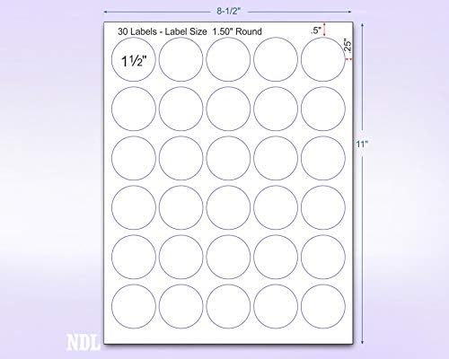 8-1/2" x 11" Yellow Fluorescent 30 Labels per Sheet 1.5" Round