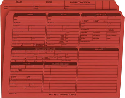 Real Estate Listing Folder, Right Panel List, Letter Size, Red