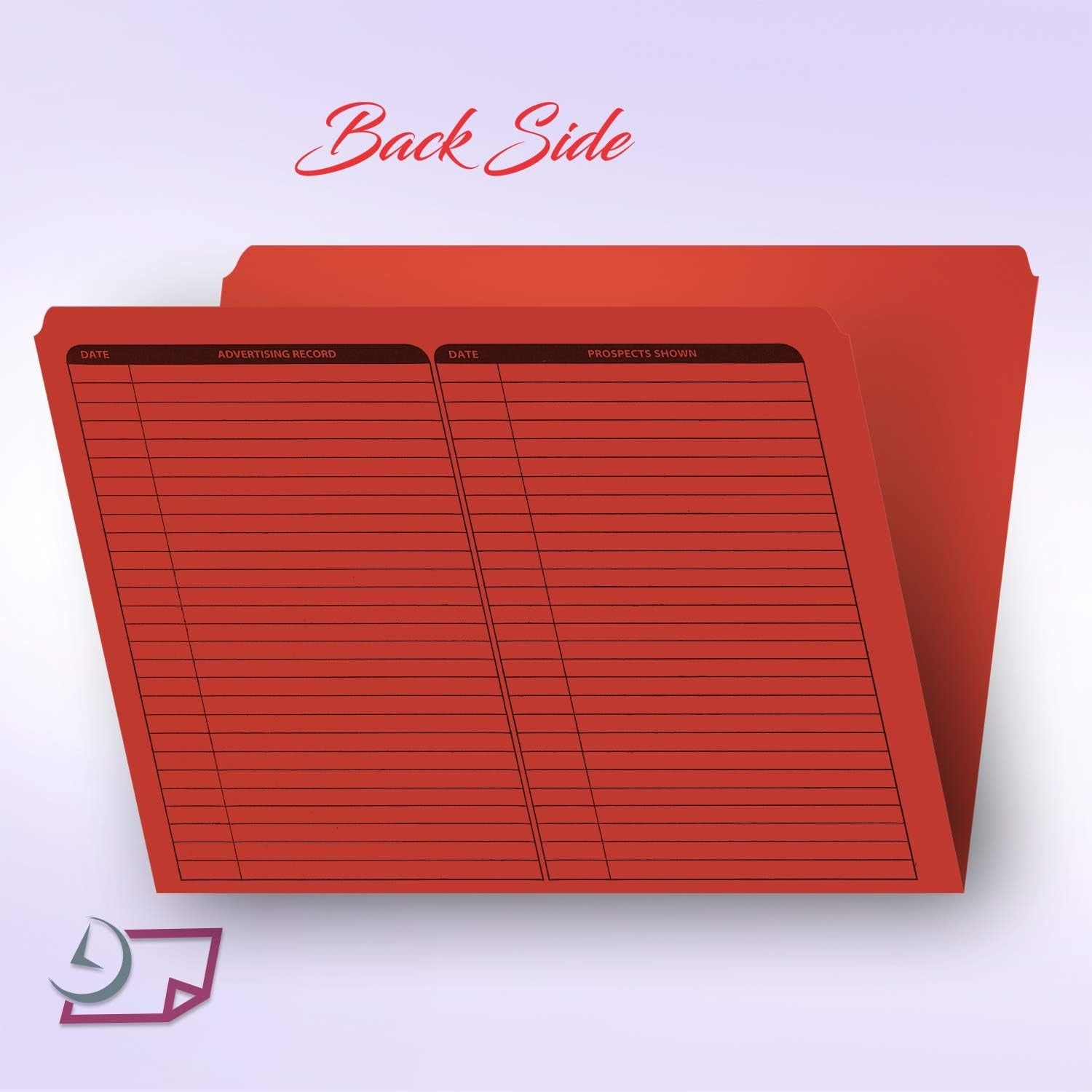 Real Estate Listing Folder, Right Panel List, Letter Size, Red