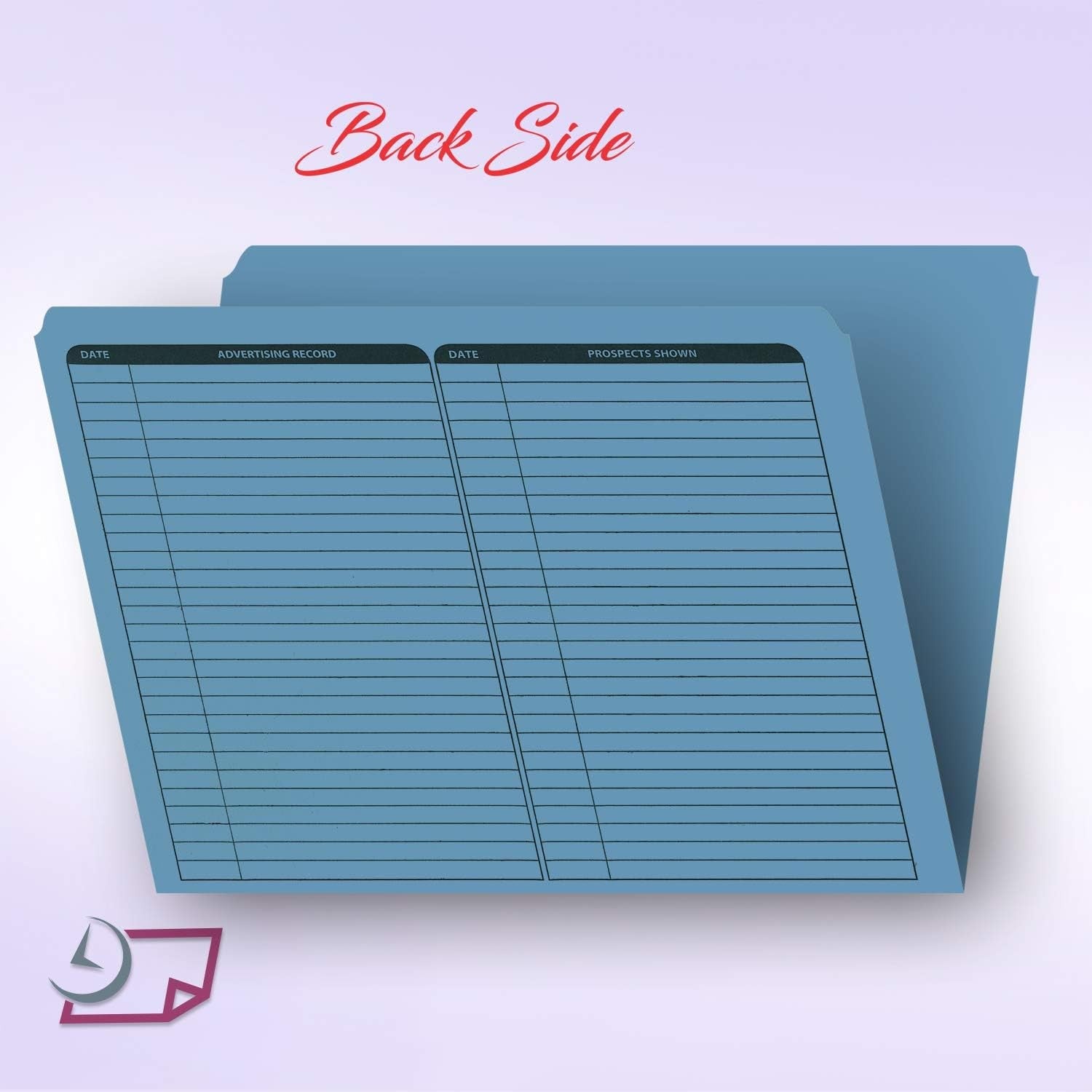 Real Estate Listing Folder, Right Panel List, Letter Size, Blue