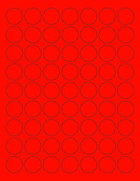 8-1/2" x 11" Red Fluorescent 63 Labels per Sheet 1" Round
