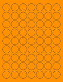 8-1/2" x 11" Orange Fluorescent 63 Labels per Sheet 1" Round
