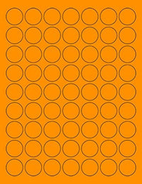 8-1/2" x 11" Orange Fluorescent 63 Labels per Sheet 1" Round