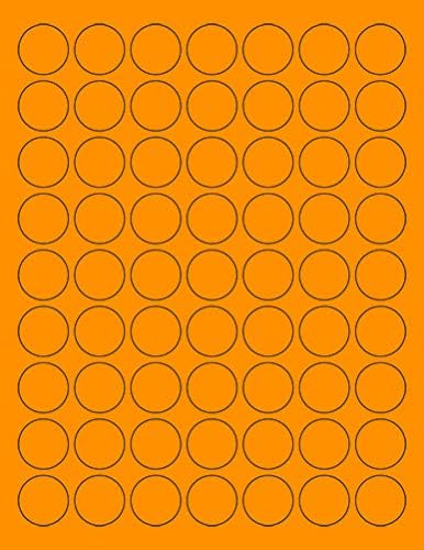 8-1/2" x 11" Orange Fluorescent 63 Labels per Sheet 1" Round