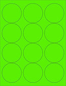 8-1/2" x 11" Green Fluorescent 12 Labels per Sheet 2.5" Round