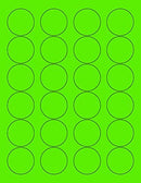 8-1/2" x 11" Fluorescent Green 24 Labels per Sheet 1.66" Round