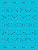 8-1/2" x 11" Fluorescent Blue 24 Labels per Sheet 1.66" Round