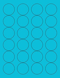 8-1/2" x 11" Fluorescent Blue 24 Labels per Sheet 1.66" Round