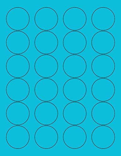 8-1/2" x 11" Fluorescent Blue 24 Labels per Sheet 1.66" Round