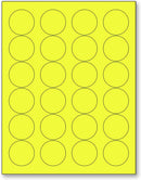 8-1/2" x 11" Fluorescent Yellow 24 Labels per Sheet 1.66" Round