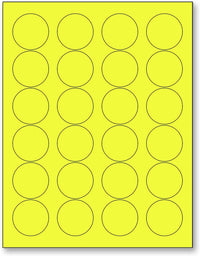 8-1/2" x 11" Fluorescent Yellow 24 Labels per Sheet 1.66" Round
