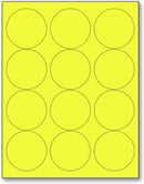 8-1/2" x 11" Yellow Fluorescent 12 Labels per Sheet 2.5" Round