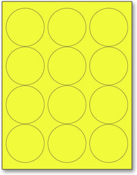 8-1/2" x 11" Yellow Fluorescent 12 Labels per Sheet 2.5" Round