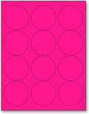 8-1/2" x 11" Pink Fluorescent 12 Labels per Sheet 2.5" Round
