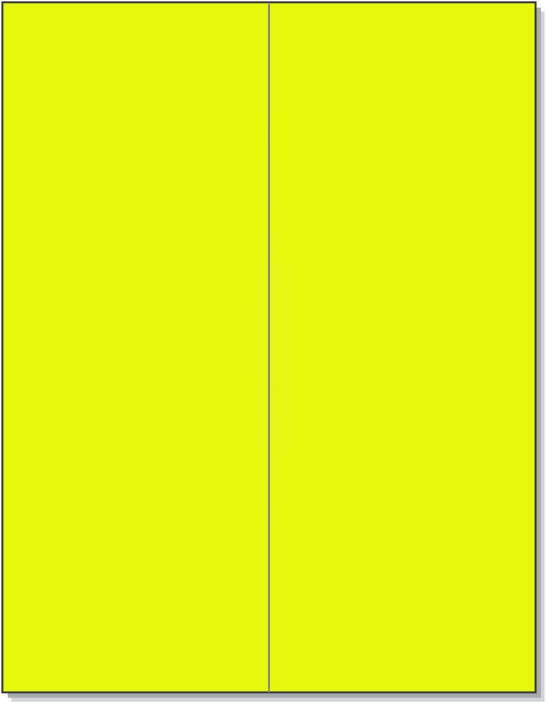 8-1/2" x 11" Fluorescent Yellow 2 Labels per Sheet 4-1/4" x 11"