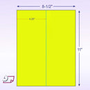 8-1/2" x 11" Fluorescent Yellow 2 Labels per Sheet 4-1/4" x 11"