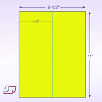 8-1/2" x 11" Fluorescent Yellow 2 Labels per Sheet 4-1/4" x 11"