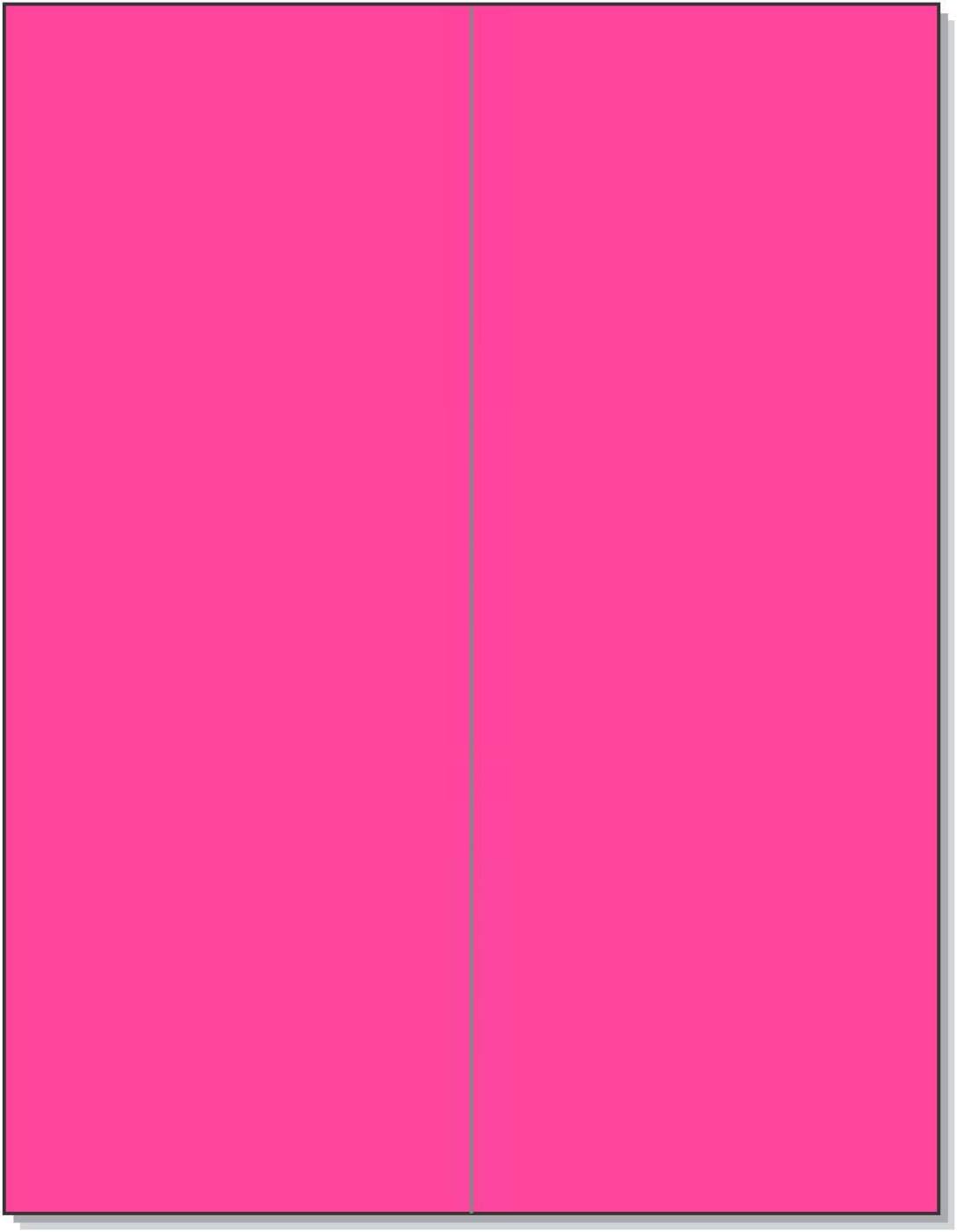 8-1/2" x 11" Fluorescent Pink 2 Labels per Sheet 4-1/4" x 11"