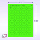 8-1/2" x 11" Green Fluorescent 108 Labels per Sheet 3/4" Round