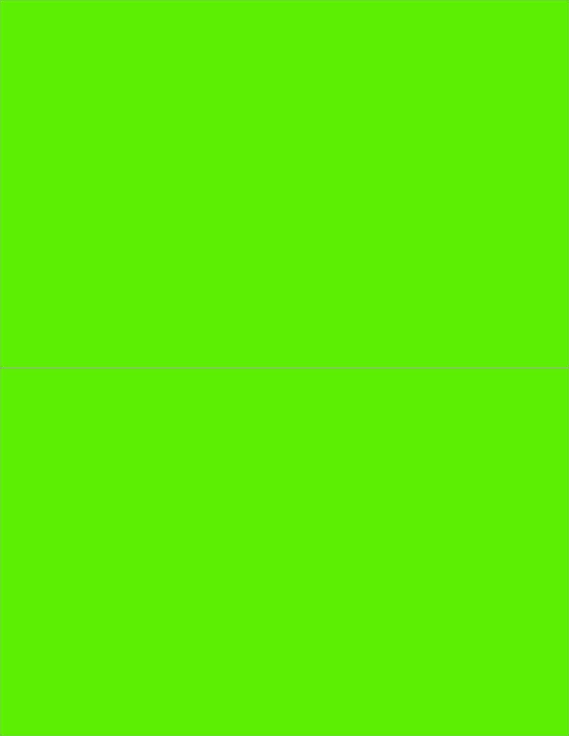 8-1/2" x 11" Fluorescent Green 2 Labels per Sheet 8-1/2" x 5-1/2"