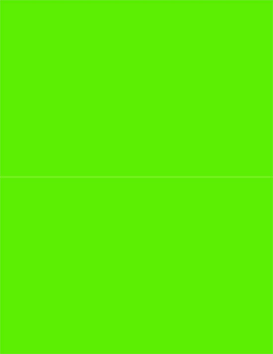 8-1/2" x 11" Fluorescent Green 2 Labels per Sheet 8-1/2" x 5-1/2"