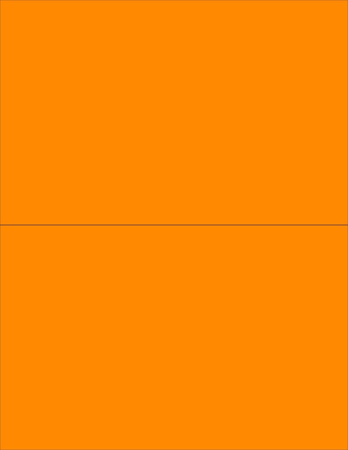 8-1/2" x 11" Fluorescent Orange 2 Labels per Sheet 8-1/2" x 5-1/2"