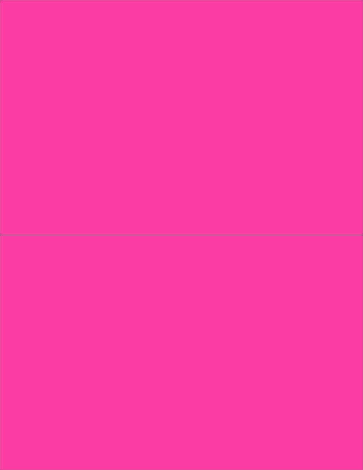 8-1/2" x 11" Fluorescent Pink Labels, 2 Labels per Sheet, 8-1/2" x 5-1/2"