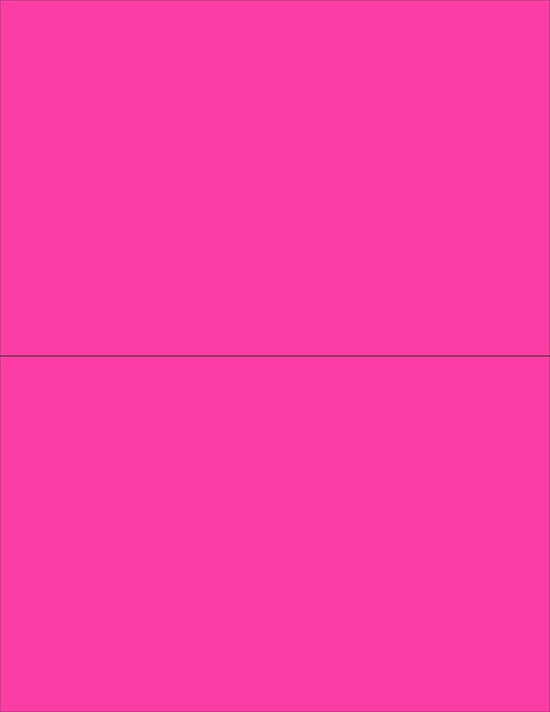 8-1/2" x 11" Fluorescent Pink Labels, 2 Labels per Sheet, 8-1/2" x 5-1/2"