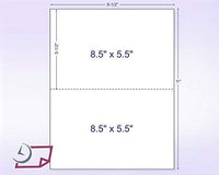 8-1/2" x 11" Fluorescent Pink Labels, 2 Labels per Sheet, 8-1/2" x 5-1/2"