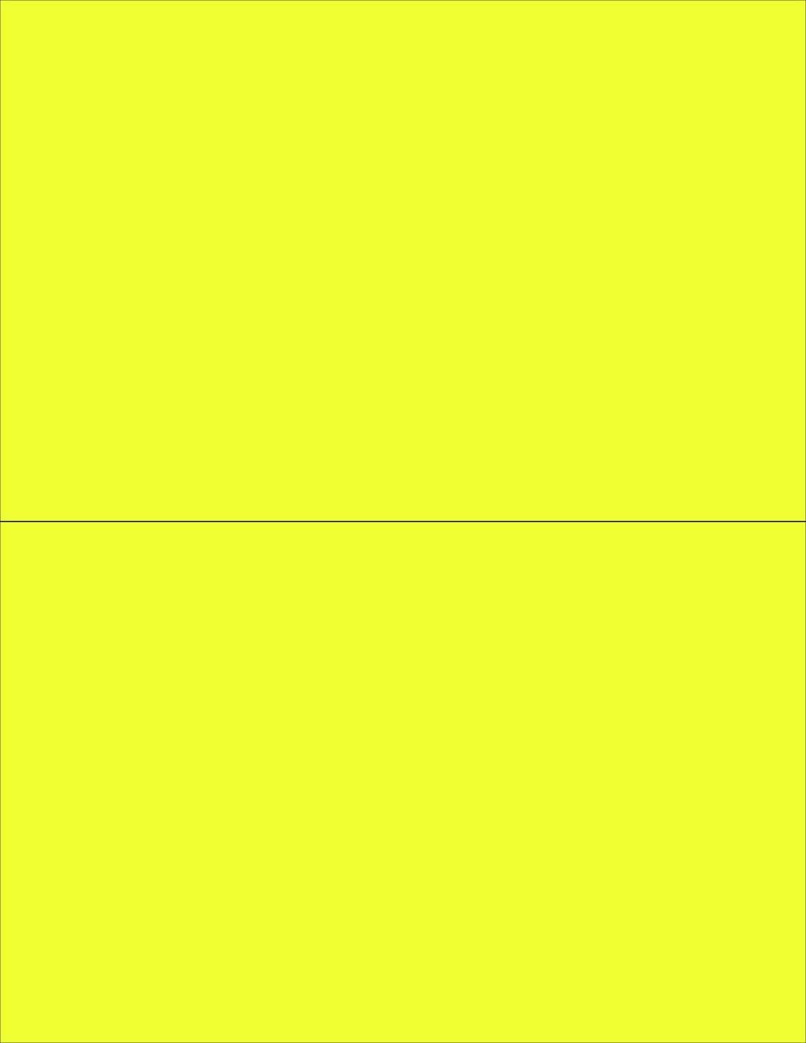 8-1/2" x 11" Fluorescent Yellow 2 Labels per Sheet 8-1/2" x 5-1/2"