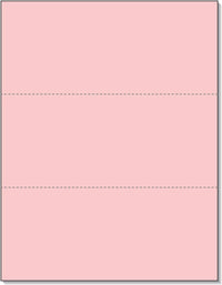8-1/2 x 11" 20# Laser cut sheet, 2 Horizontal perf at 3-2/3" & 7-1/3" Pink